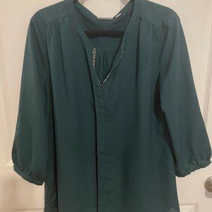 Dark Green Embellished Blouse